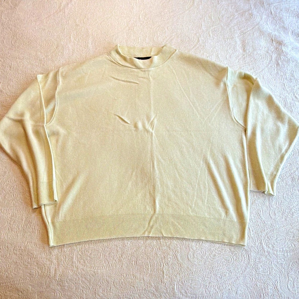 Sag Harbor Woman 2X Ivory Acrylic Knit Mock Neck Long Sleeve Pullover 4026
